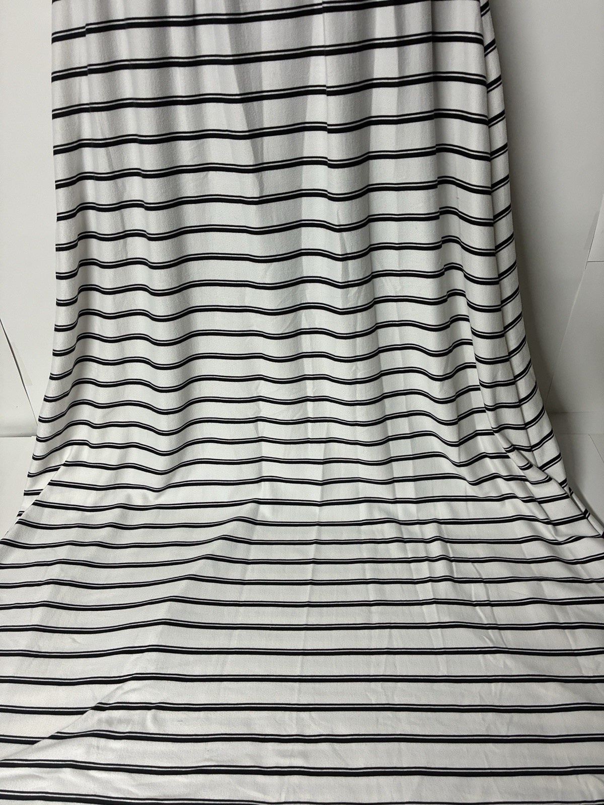 Velvet Torch Black & White Soft Striped V-Neck Empire Waist Maxi Dress Size L