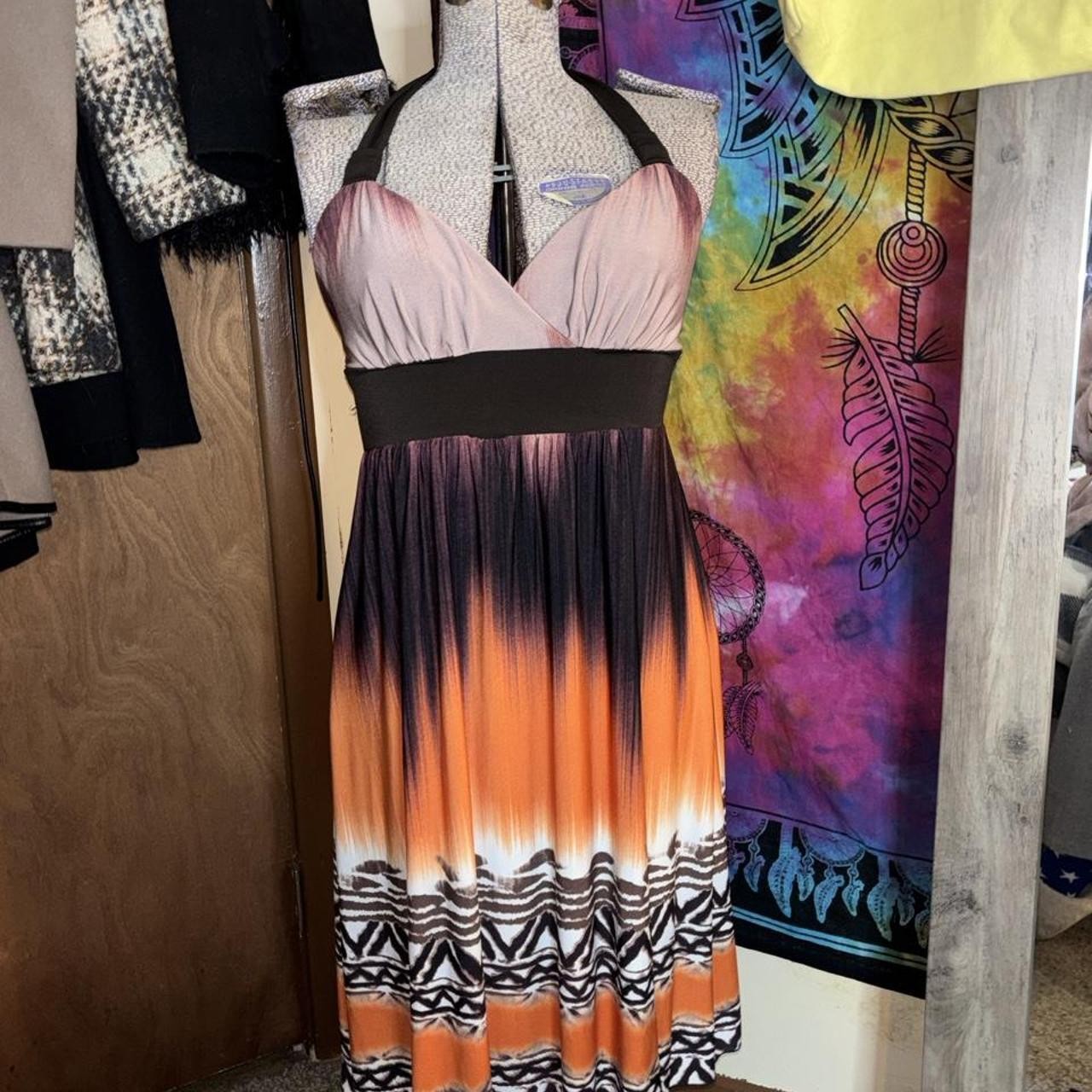 Y2K Trixxi Clothing Company midi dress with halter neck tie