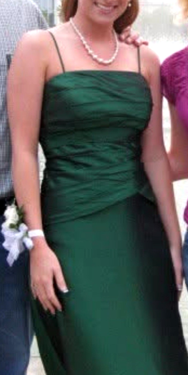 B2 Bridesmaid Dress Sz 10 Emerald Green Strapless Formal Gown Long Prom Bari Jay