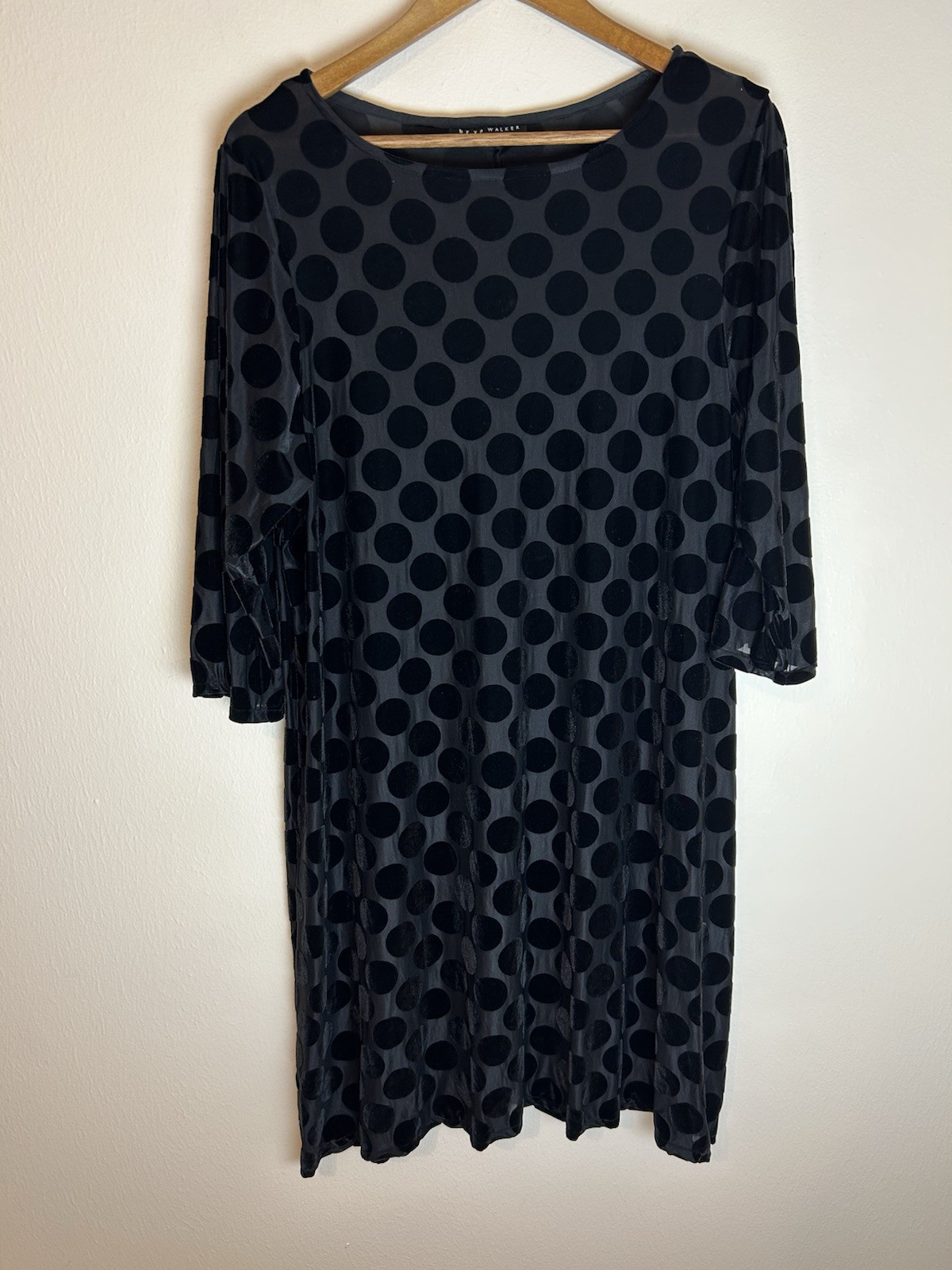 Bryn Walker Robin Black 3/4 Sleeve Mini Dress M Polka Dot Art To Wear Artsy Goth