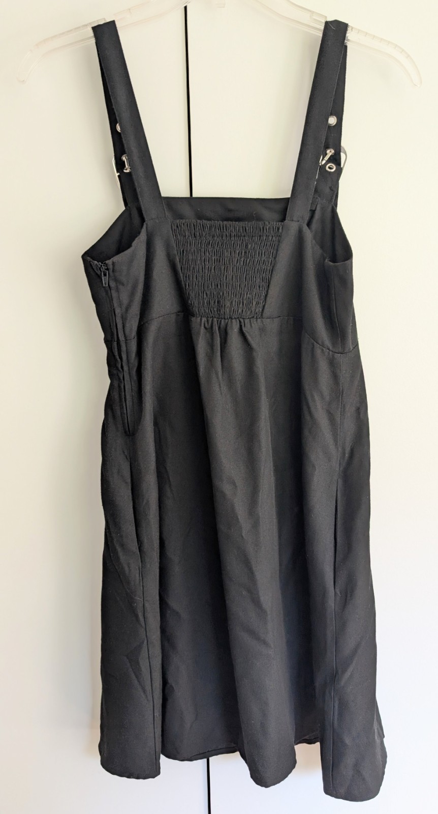 Hot Topic Black Adjustable Buckle Strap Skater Mini Dress Small Side Zip