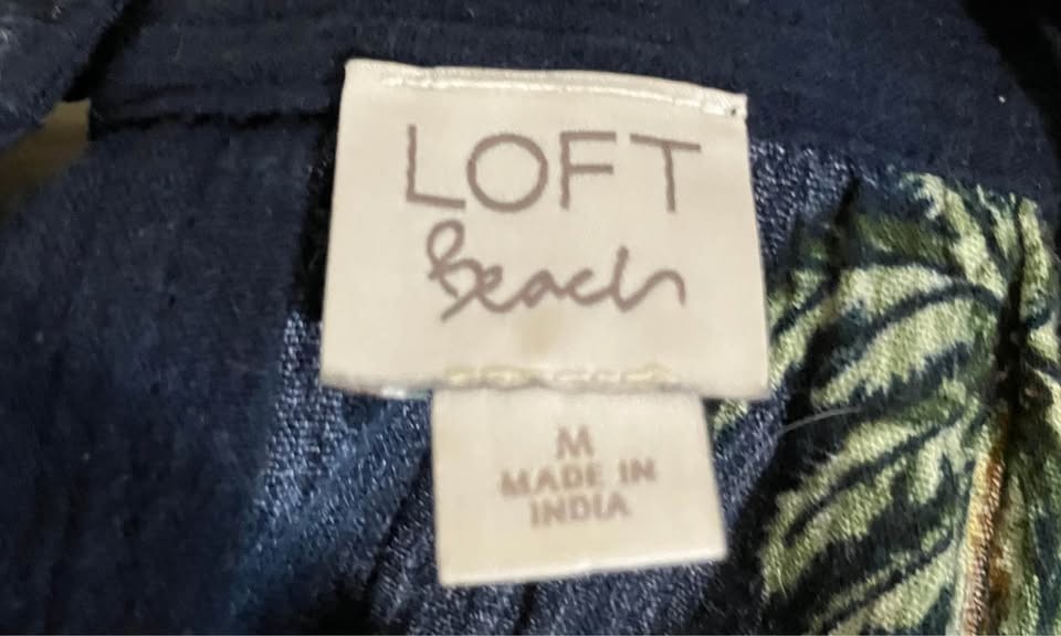 Women’s Loft Navy Beach Palm Tree Dress / Coverup (M)
