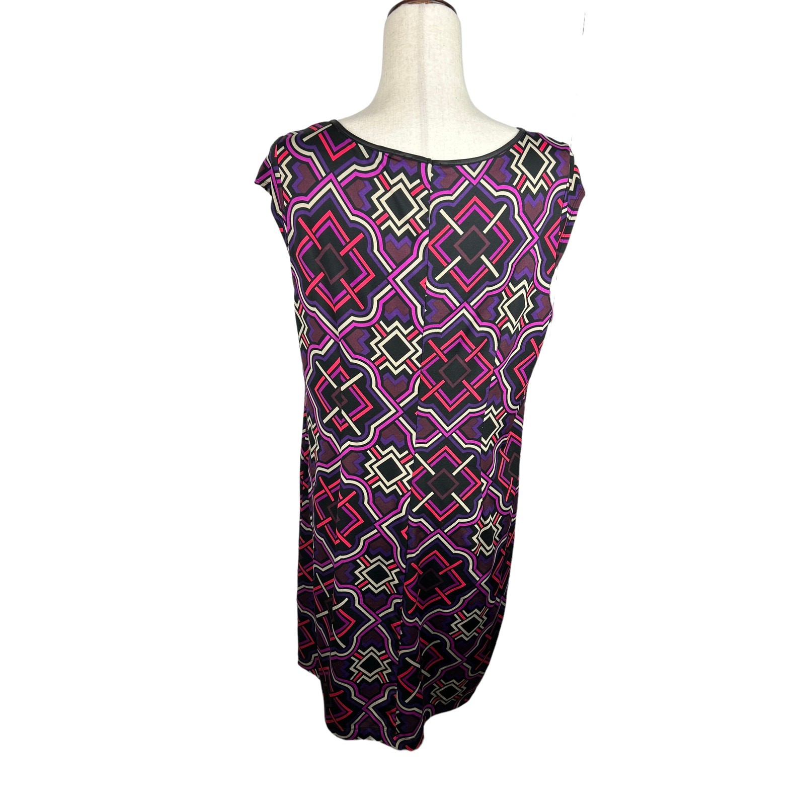 Blu Sage Geometric Print Sheath Dress Pink, Black, Tan, Brown Size PL