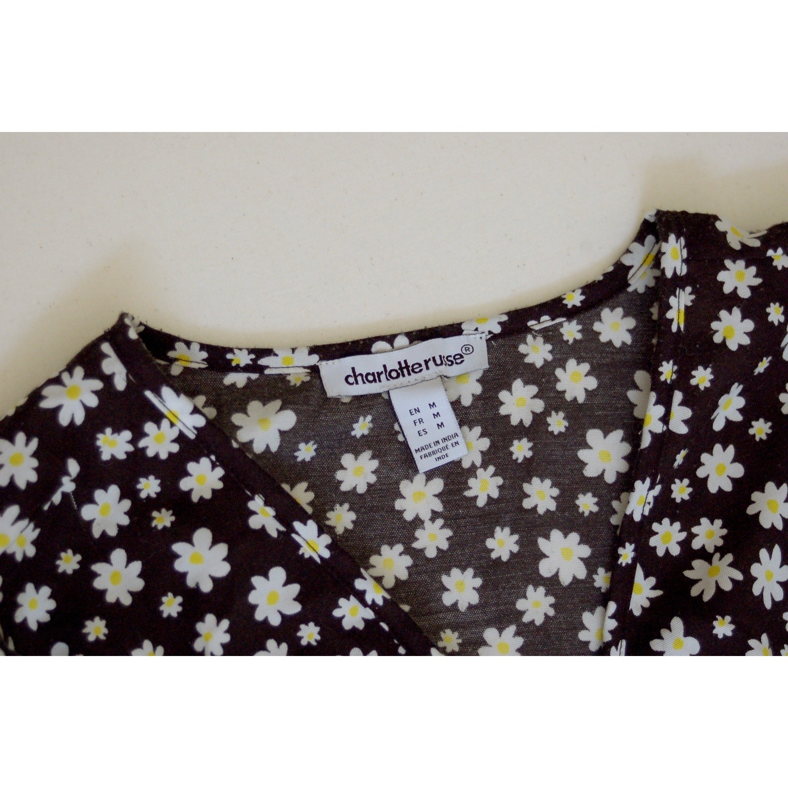 Charlotte Russe Black Daisy Dress Ruffle Tiered Midi M Cottagecore 90s Grunge