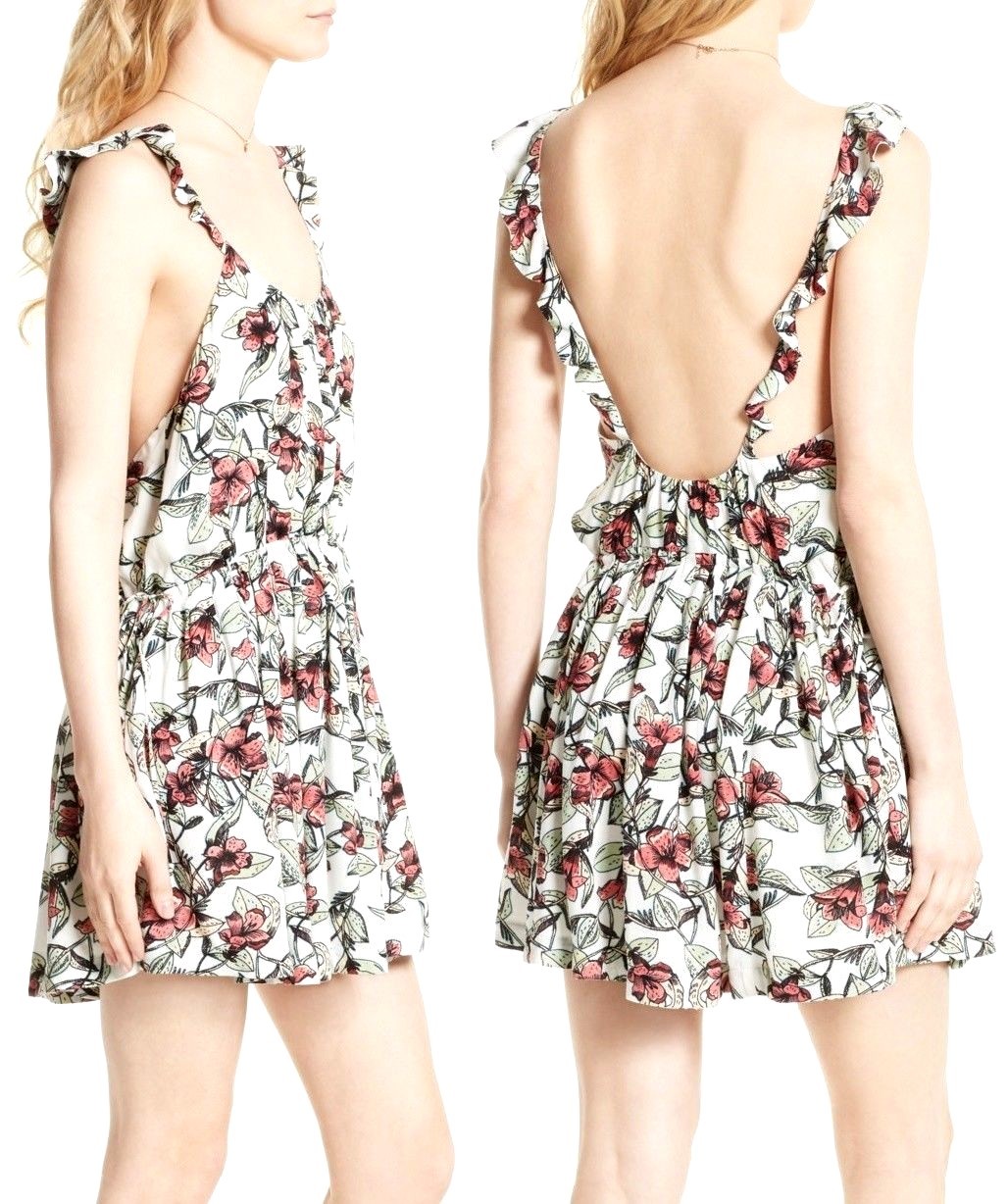 Free People OB574950 Neutral Dear You Backless Mini Dress w/Pockets – $98