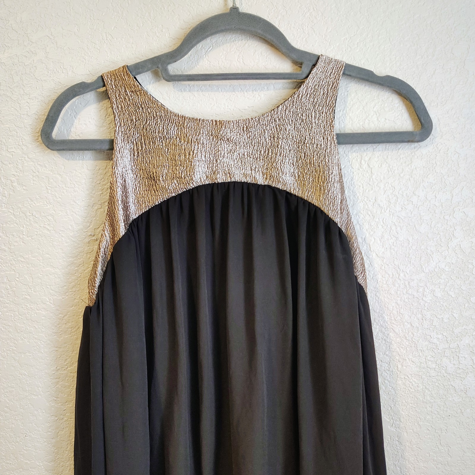 Needle & Thread Size Small Holiday Party Dress Black Gold Sheer Keyhole Hi Low