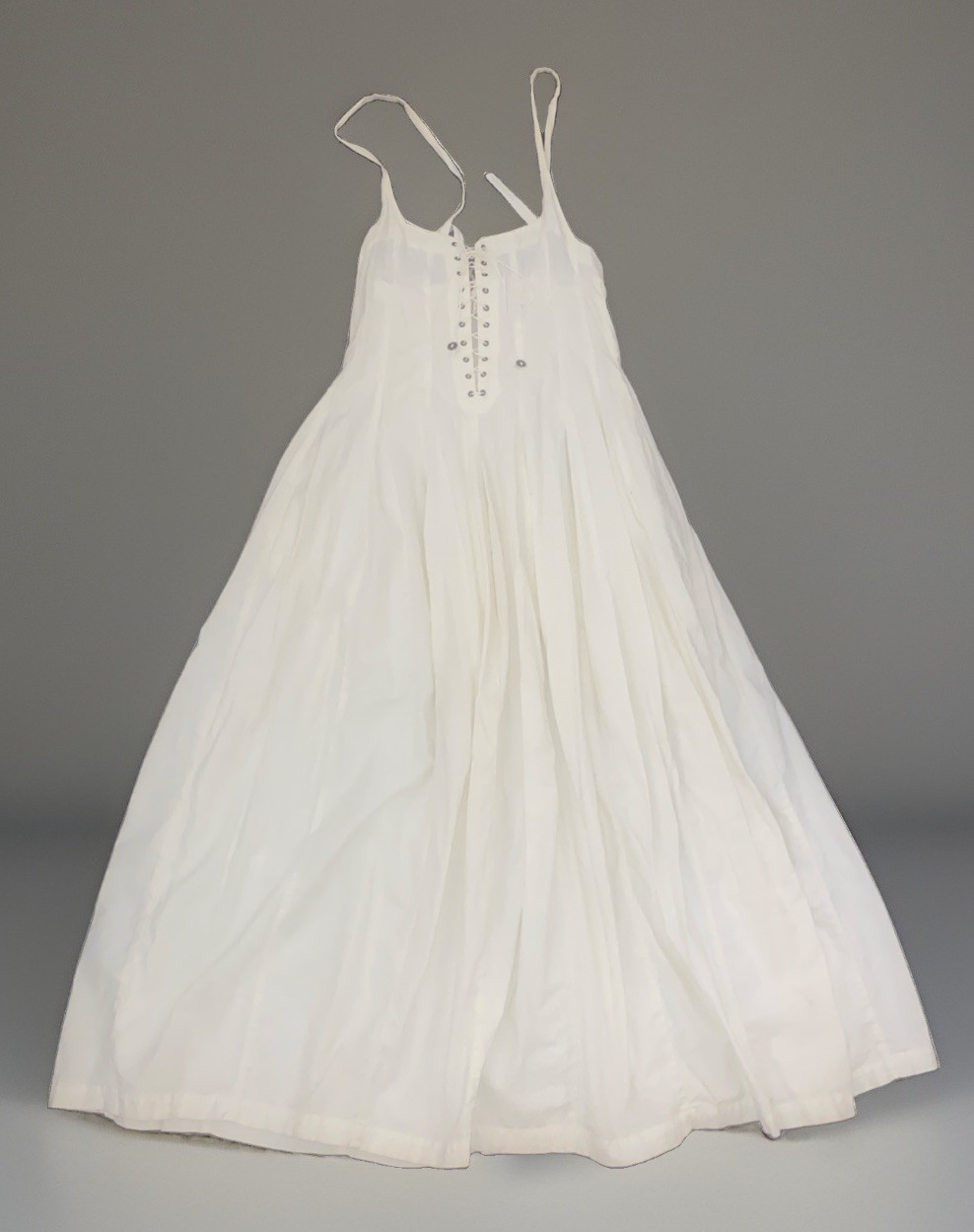 Vintage J Morgan Puett lace-up corset Maxi Dress One Size Cotton Ivory Very RARE