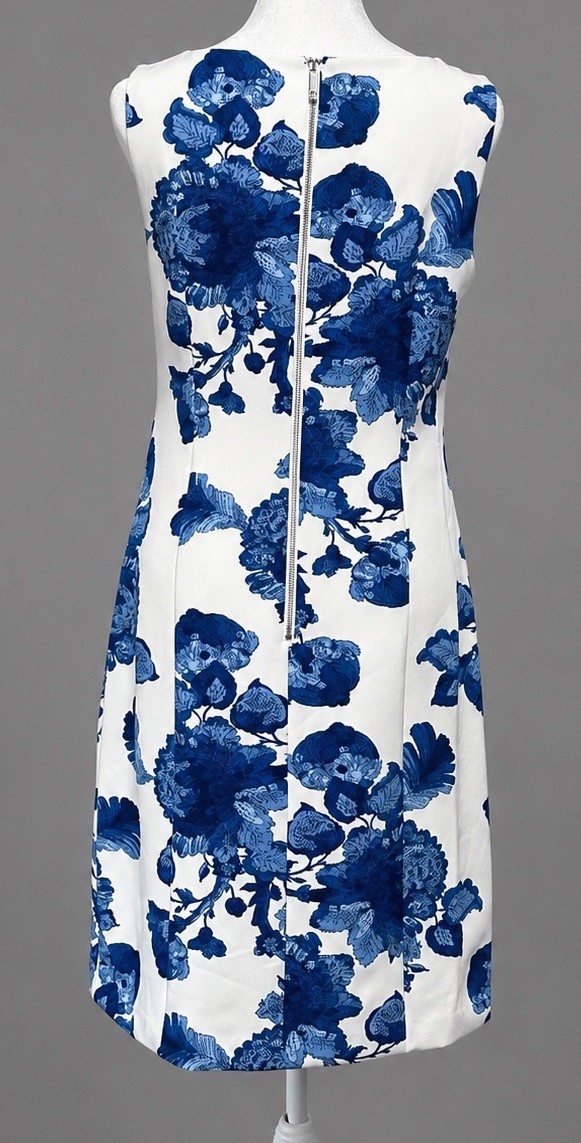 Tommy Hilfiger Floral Sheath Dress Size 4 NWT Blue White Side Tie Stretch