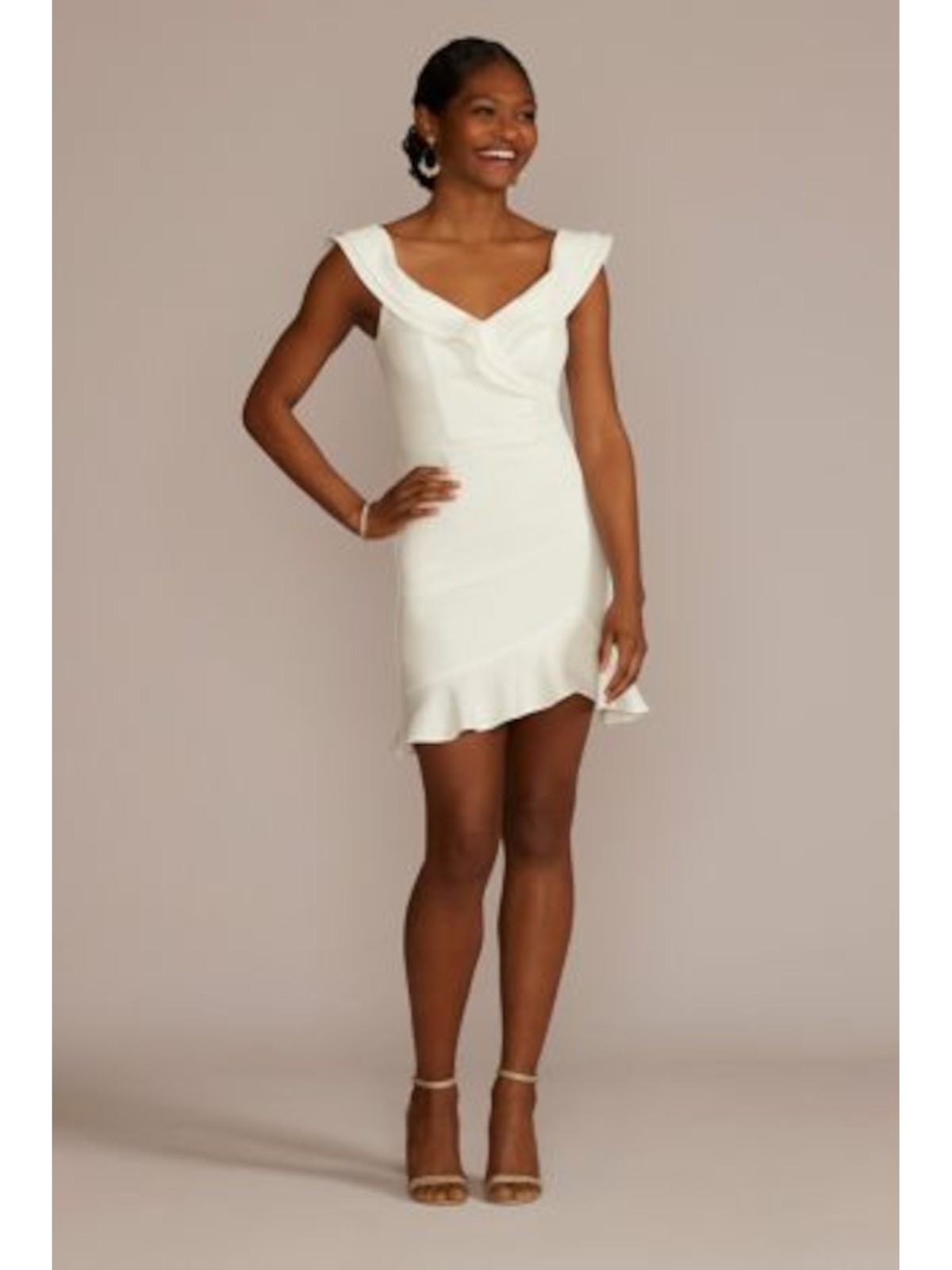 CITY STUDIO Womens Short Dress Ivory Sleeveless Asymmetrical Hem Juniors 9