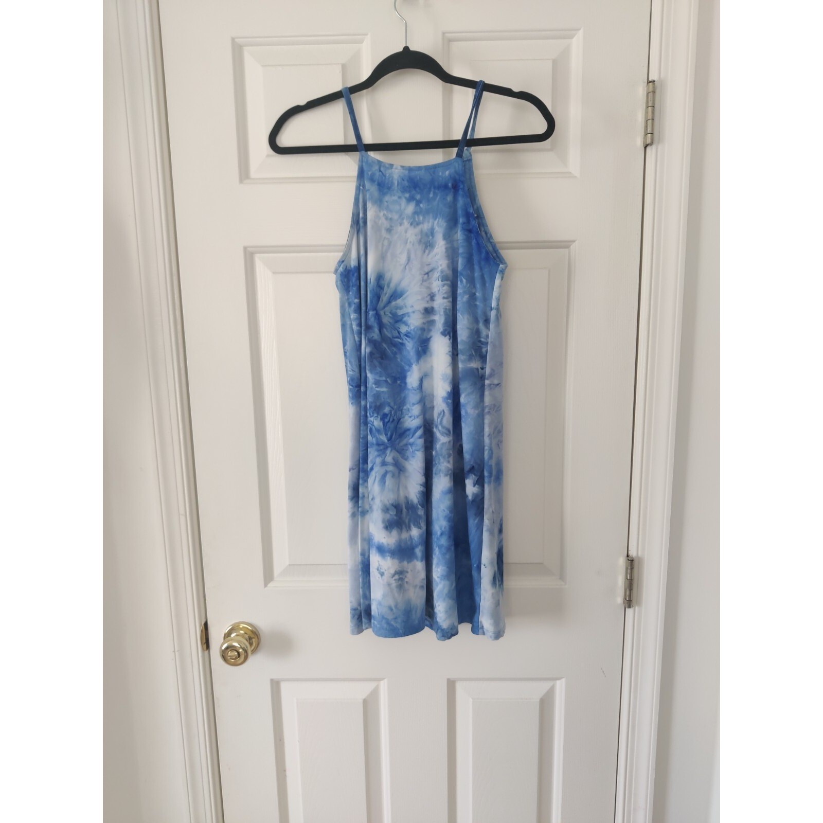 WallFlower Blue Tie Dye Halter Mini Dress with Tassels Womens Small
