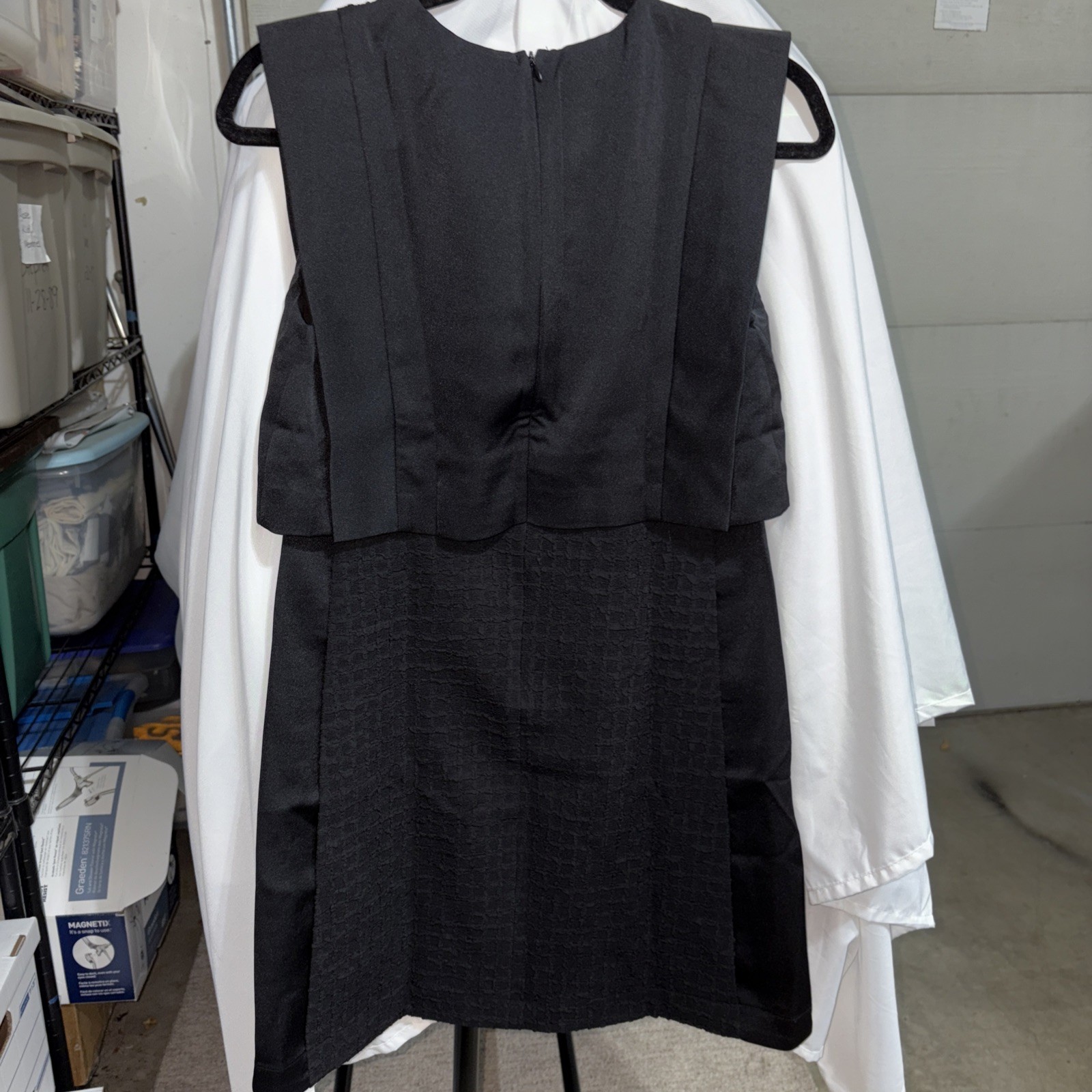 NWT! Saturday Club Peak Shoulder Layered Textured Dress Size Small Black