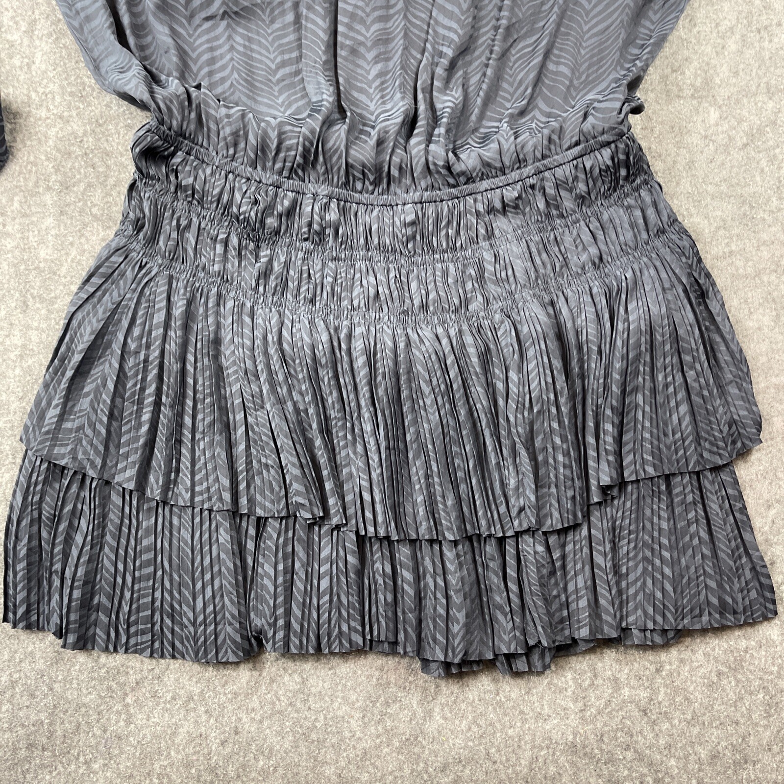 Current Air Tiered Mini Dress Long Sleeves Medium Blue Pleated