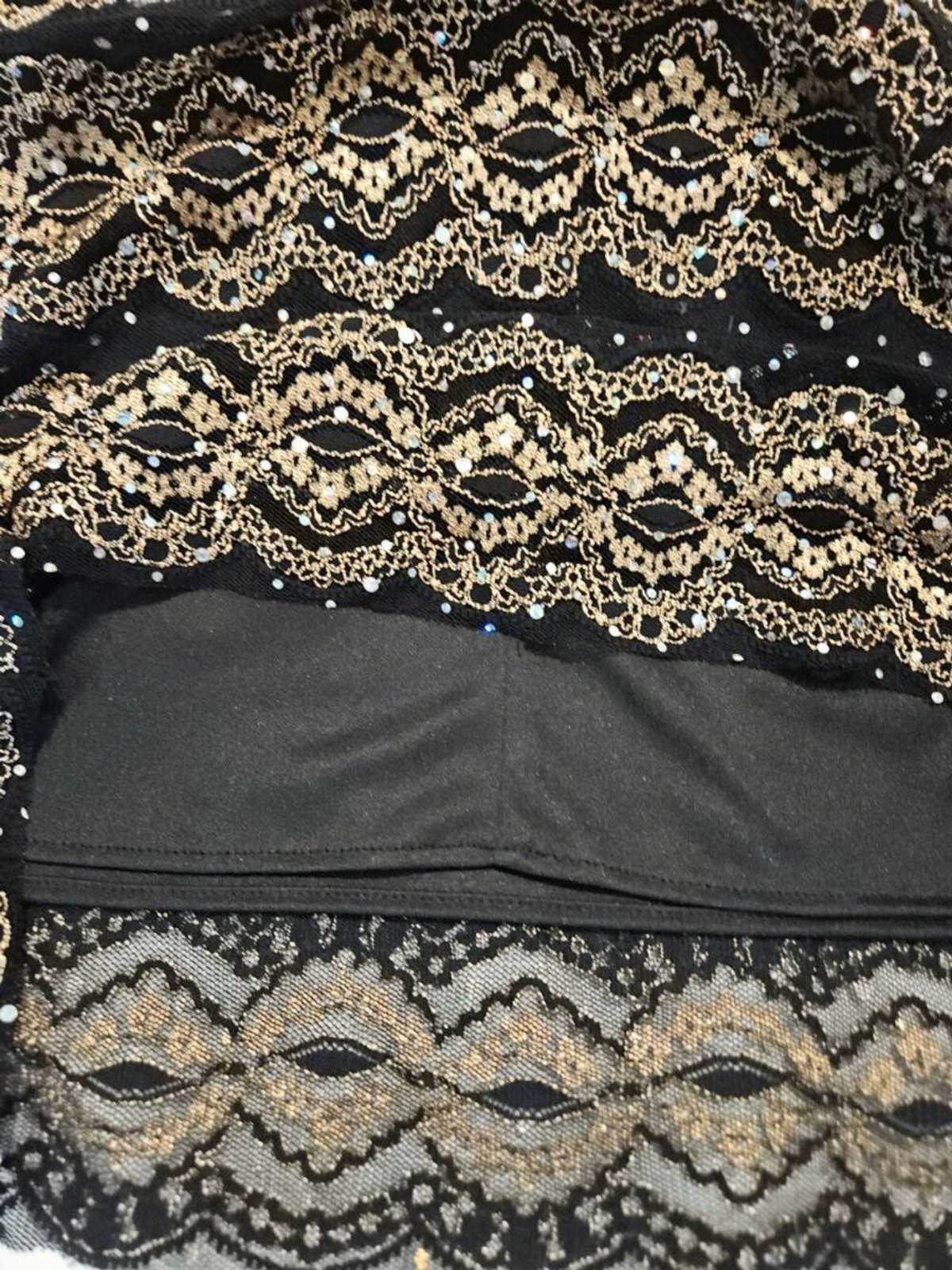R&M Richards Metallic Gold Lace Rhinestone Cocktail Dress – 12
