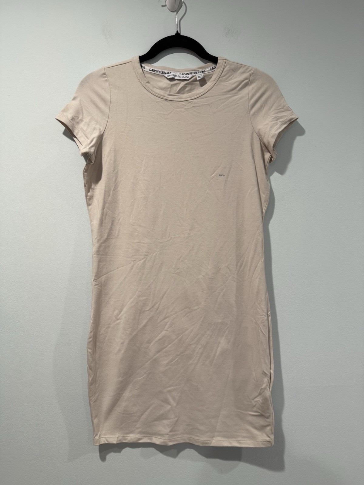NEW Calvin Klein T-Shirt Dress XS Stretch Cotton Minimal Quiet Luxury Coastal