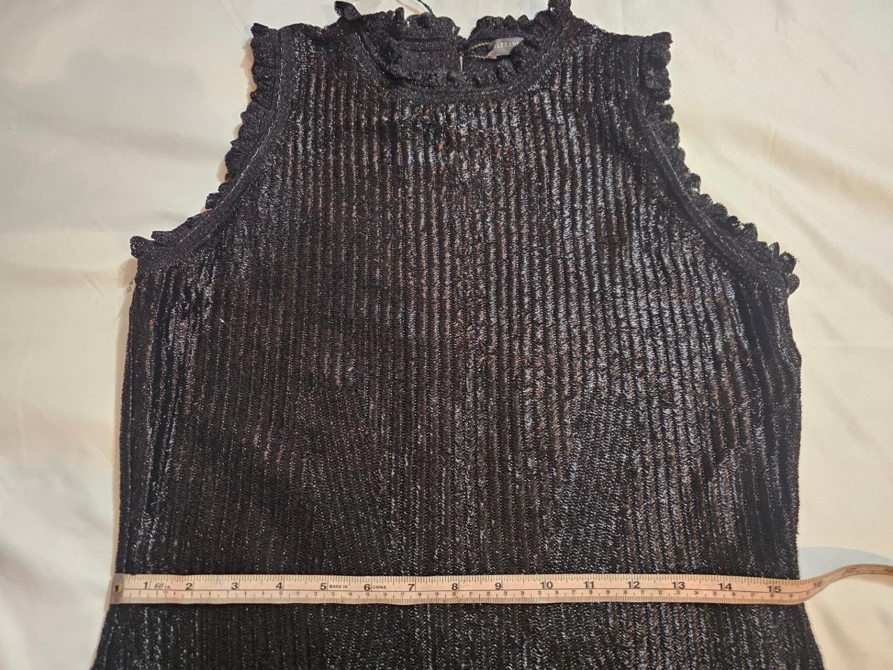 Alexander McQueen NWT Black Shiny Floated Knit Ruffle Dress XL – $2300 S/S 2019