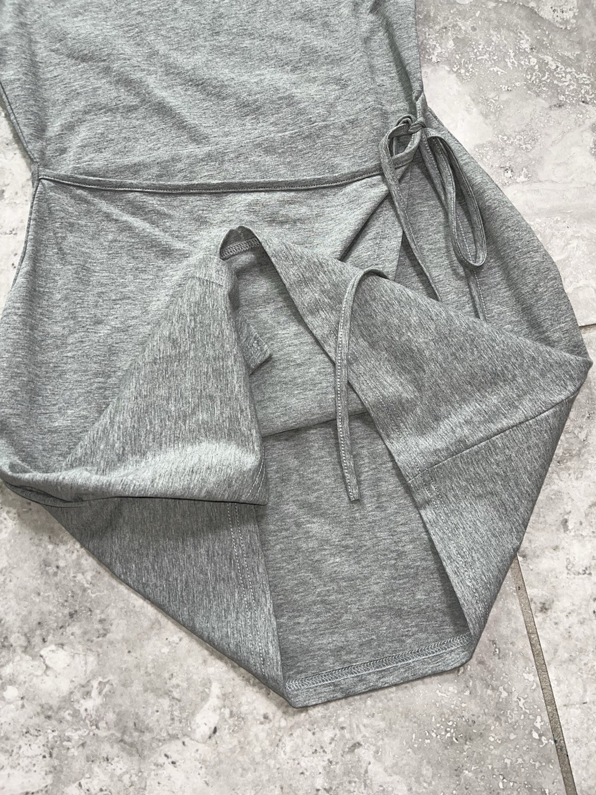 Superdown Revolve Faux Wrap Front T Shirt Mini Dress Short Sleeve Gray New S