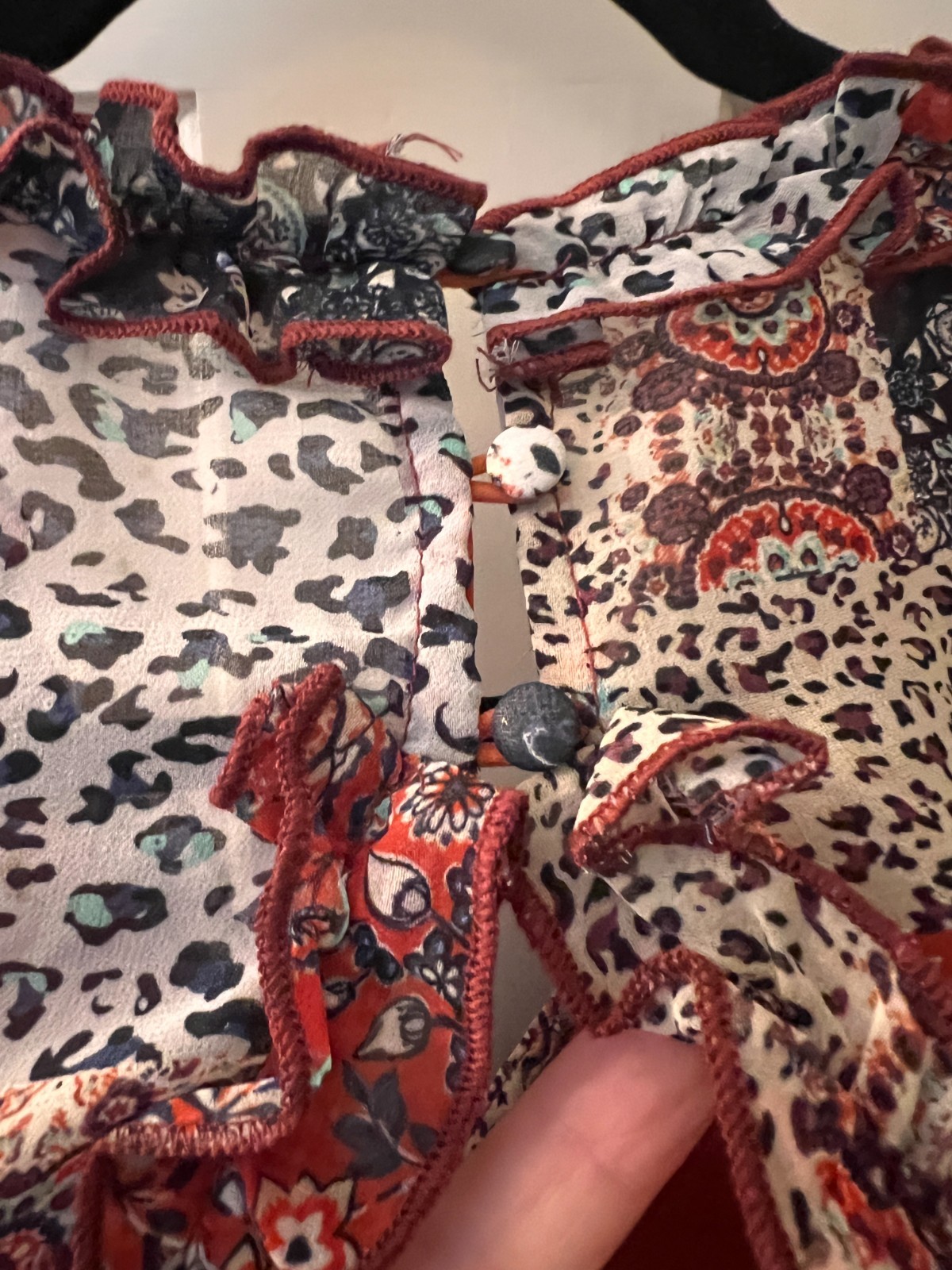 Olivaceous Boho patchwork dress with cutout back size M