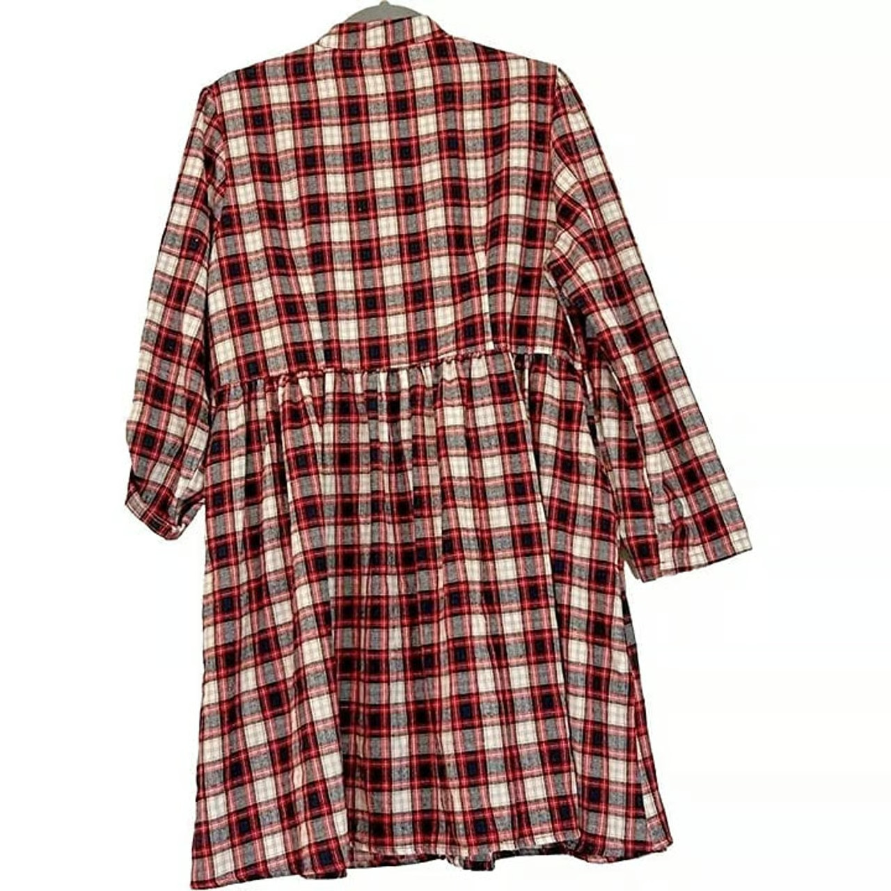 Flannel Empire Waist Button Down Dress size L
