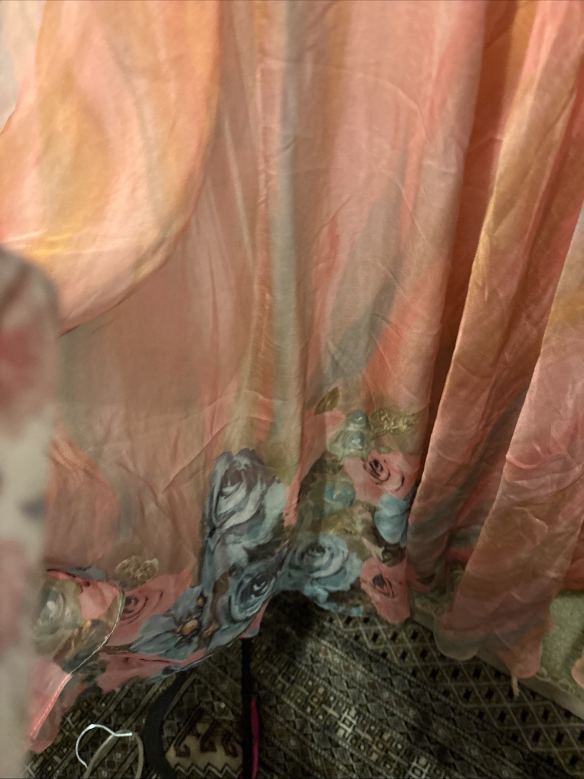 Vintage Y2K Dave & Johnny Size 4 Pink And Blue Swirl Chiffon With Flowers At Not