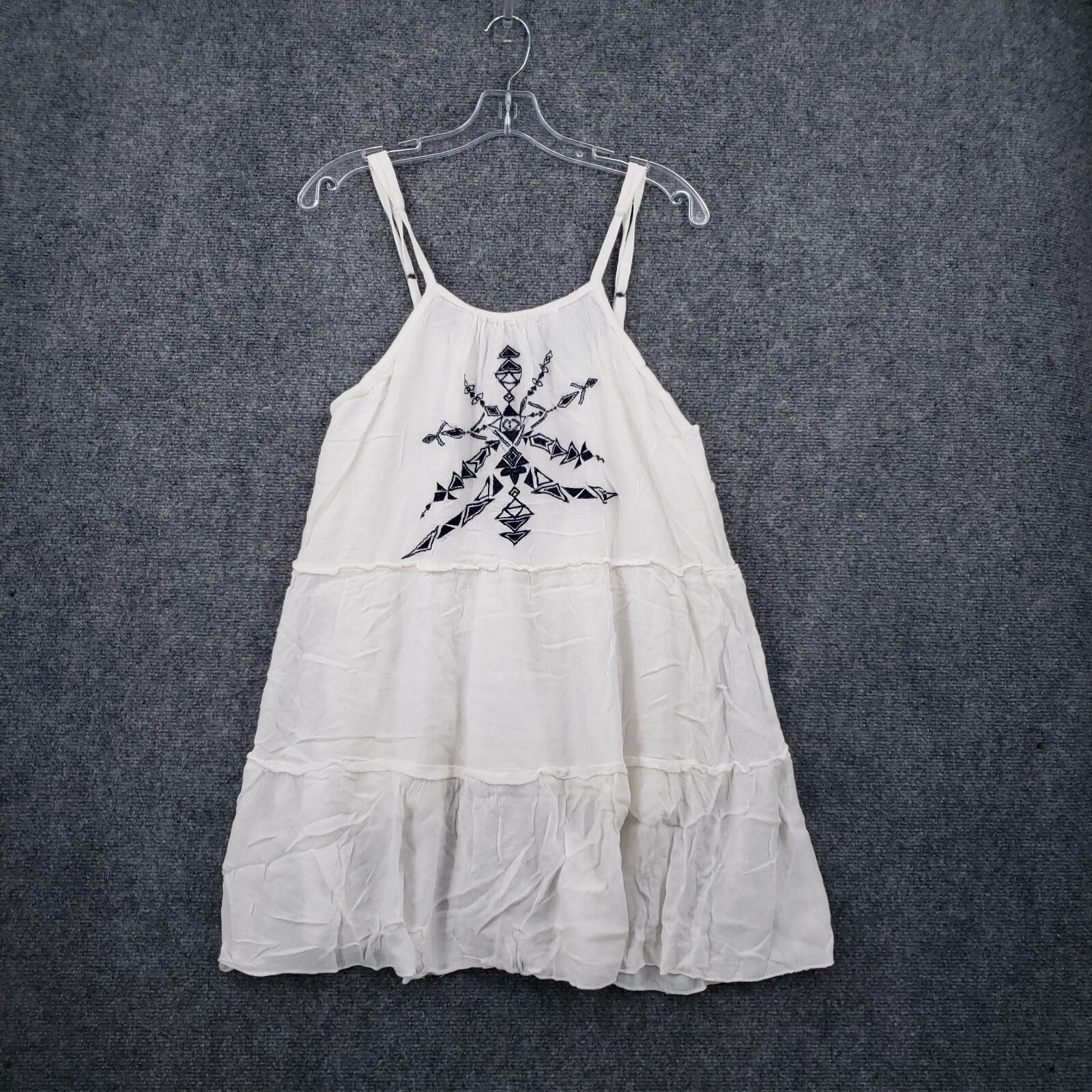 Lagaci Dress Womens M Medium White Tank Mini Trapeze Tier Geo Aztec Flowy Boho