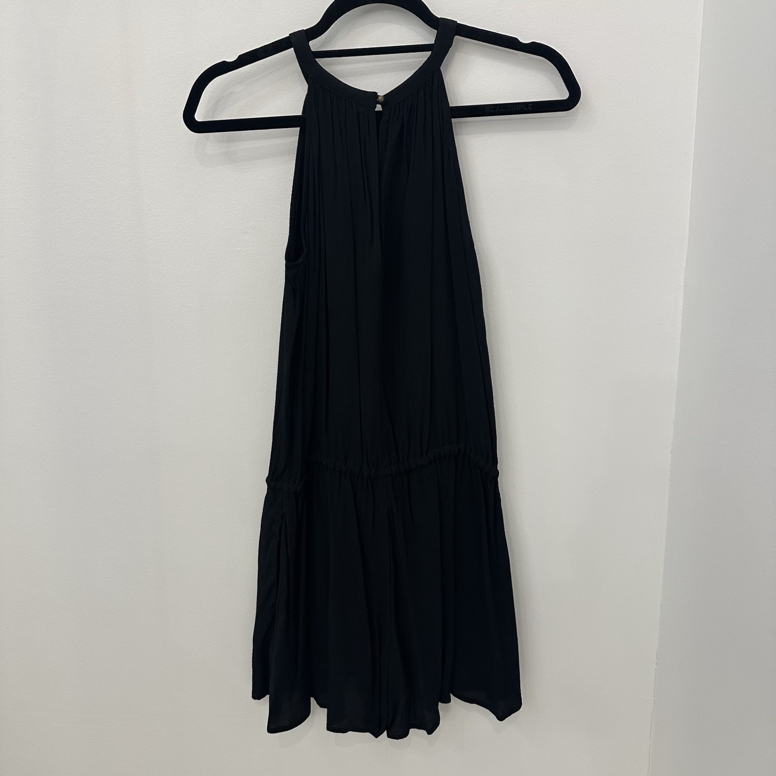 GAP Petite Black Halter Neck Drawstring Waist Dress XS Petite Flowy Viscose