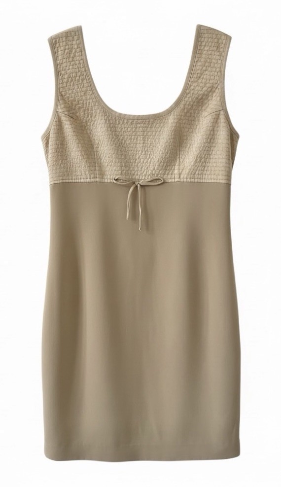 Light Tan Vintage Sleeveless Silk Blend Shift Dress Size 4