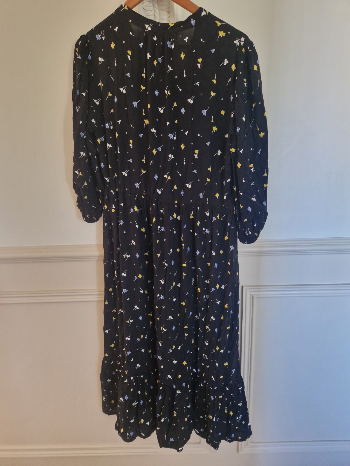 Finery Dress Size 14 Black Colour Pattern Midi Long Button Up Spring Summer