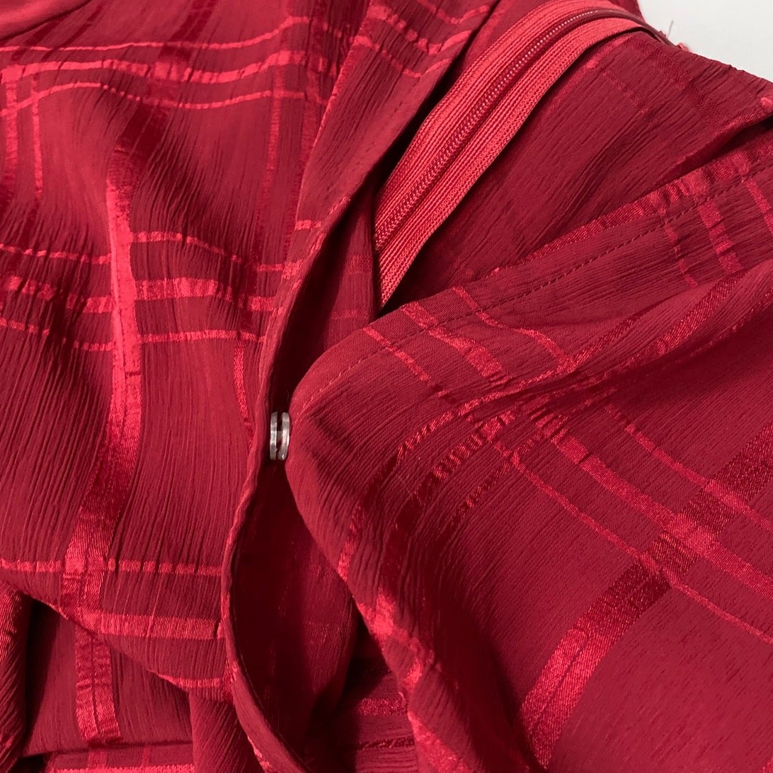 Women’s Romper Double Layer Tie Waist Red Size XXL 2XL V Neck Stripe Balloon NEW