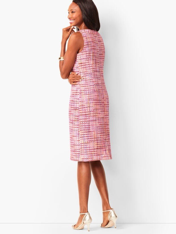 RSVP by Talbots Ribbon Tweed Shift Dress 10 Pink Gold Party Preppy Office Work