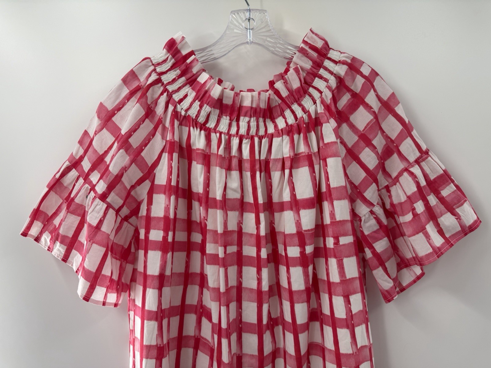 Brooke Wright Women!/ Short Flutter Sleeve Off Shoulder Lucy Dress Red White M/L