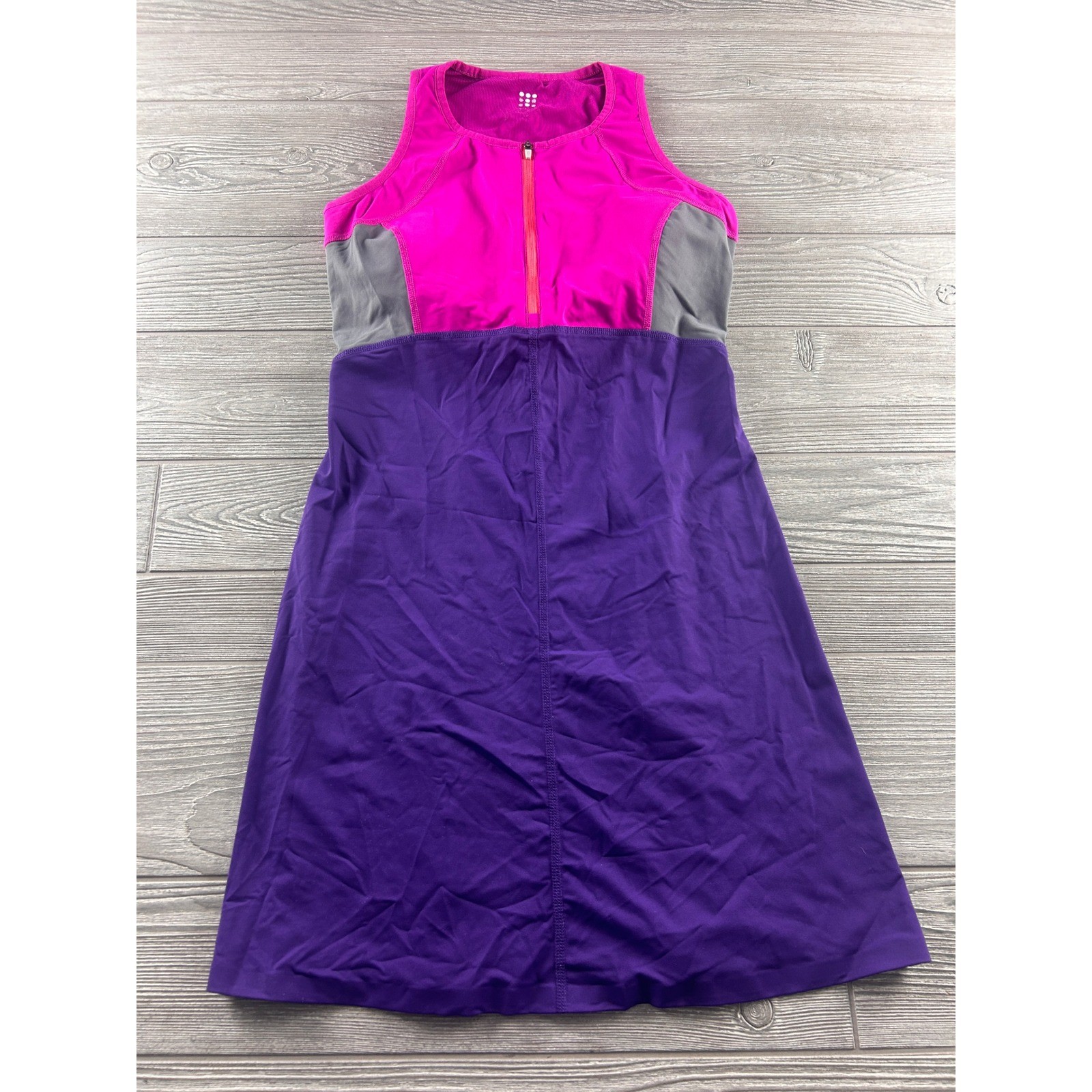 Title Nine Diamalete Athletic Dress Purple Pink Grey Colorblock Quarter Zip S
