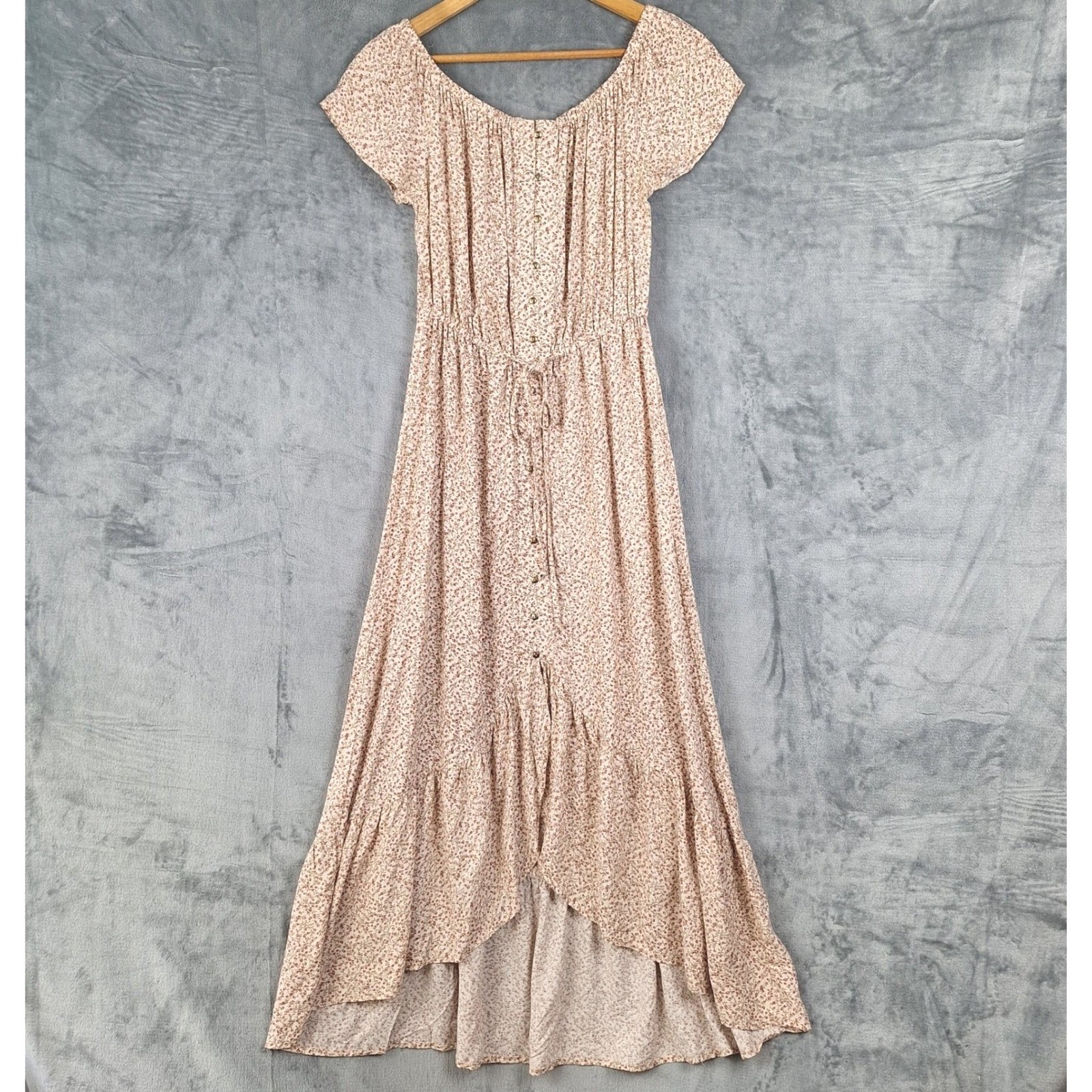 Womens Dress Small Romantic Floral Prairie Boho Cottagecore Midi Milkmaid Tiered