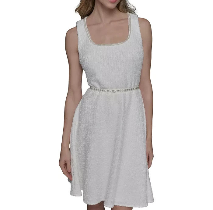 KARL LAGERFELD PARIS Women’s Faux-Pearl-Trim Dress MSRP $159 BLM