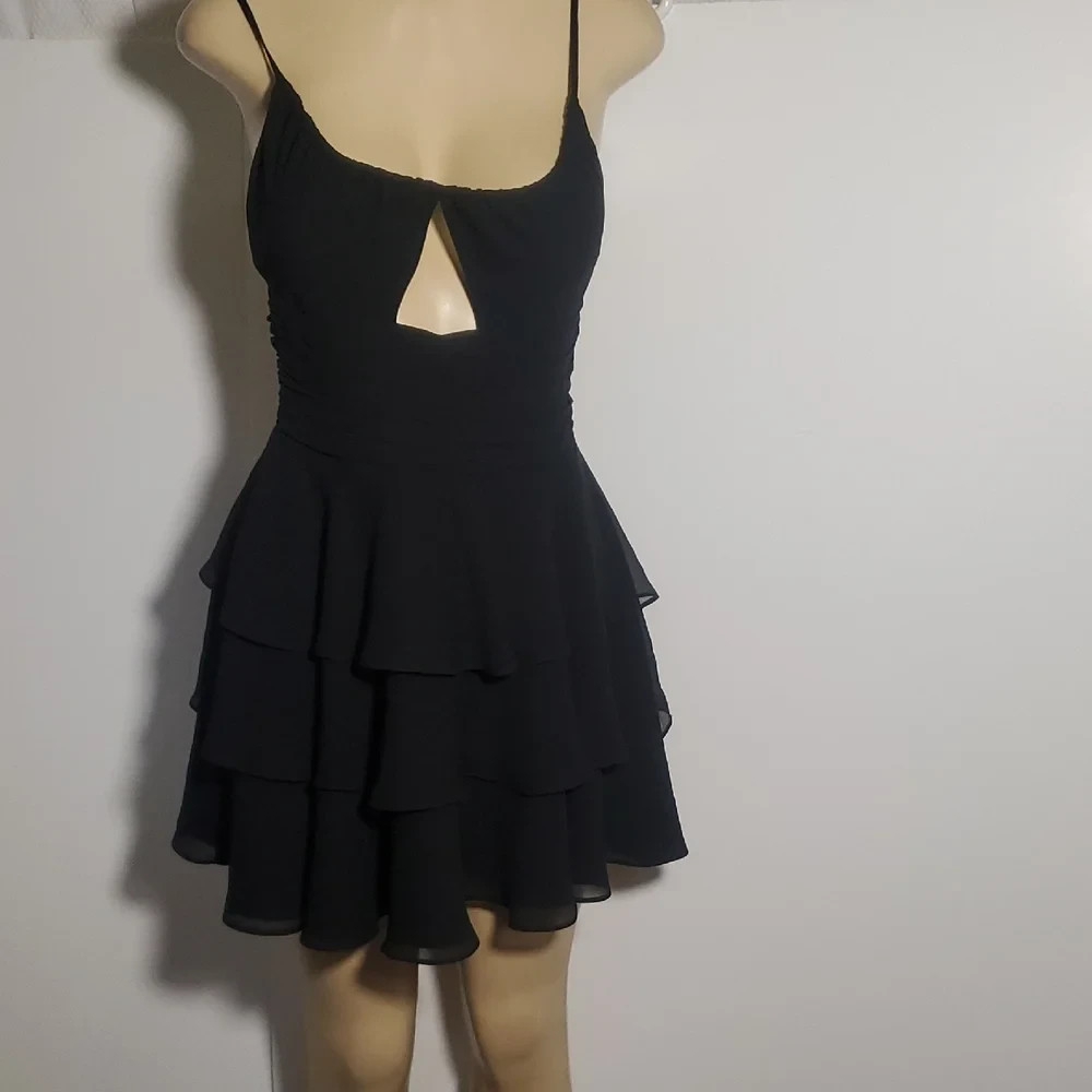 Michael Costello x REVOLVE Ariana Mini Dress Black Spaghetti Straps Size S