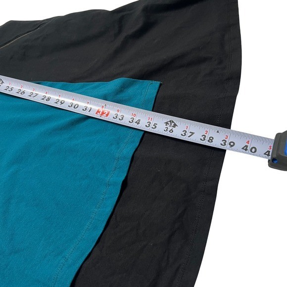 eShakti Custom Black Teal Colorblock Asymmetrical Zipper Dress Women Size 14