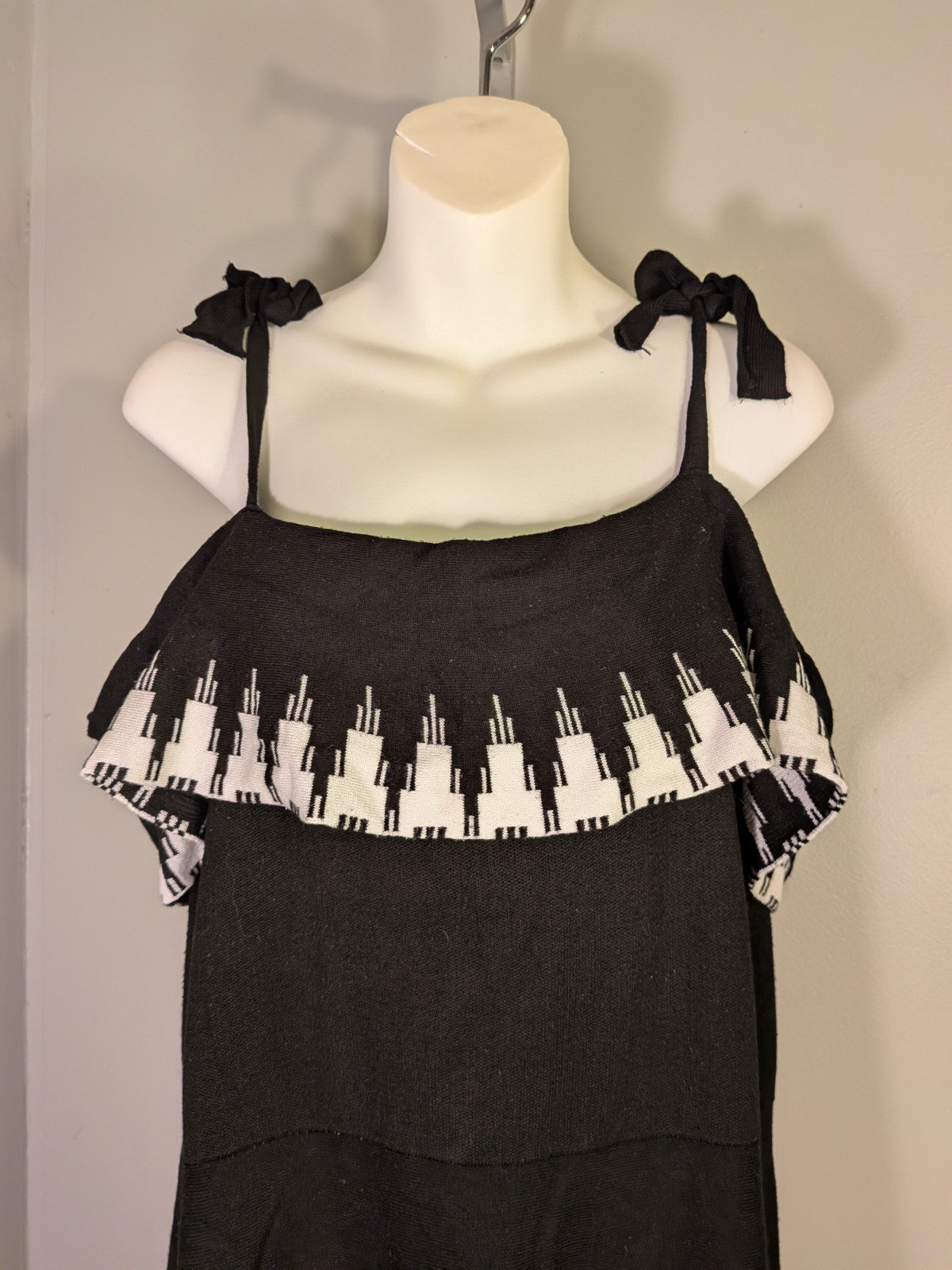 Lane Bryant Black/White Geometric Knit Midi Shift Off The Shoulder Dress 18/20