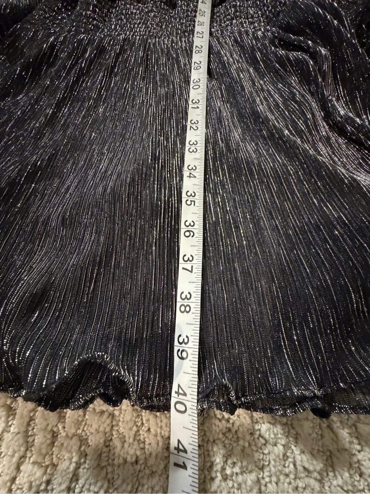 Parker New York Metallic Pleated br Ruffle Mini Dress Black Silver Size XL NWT