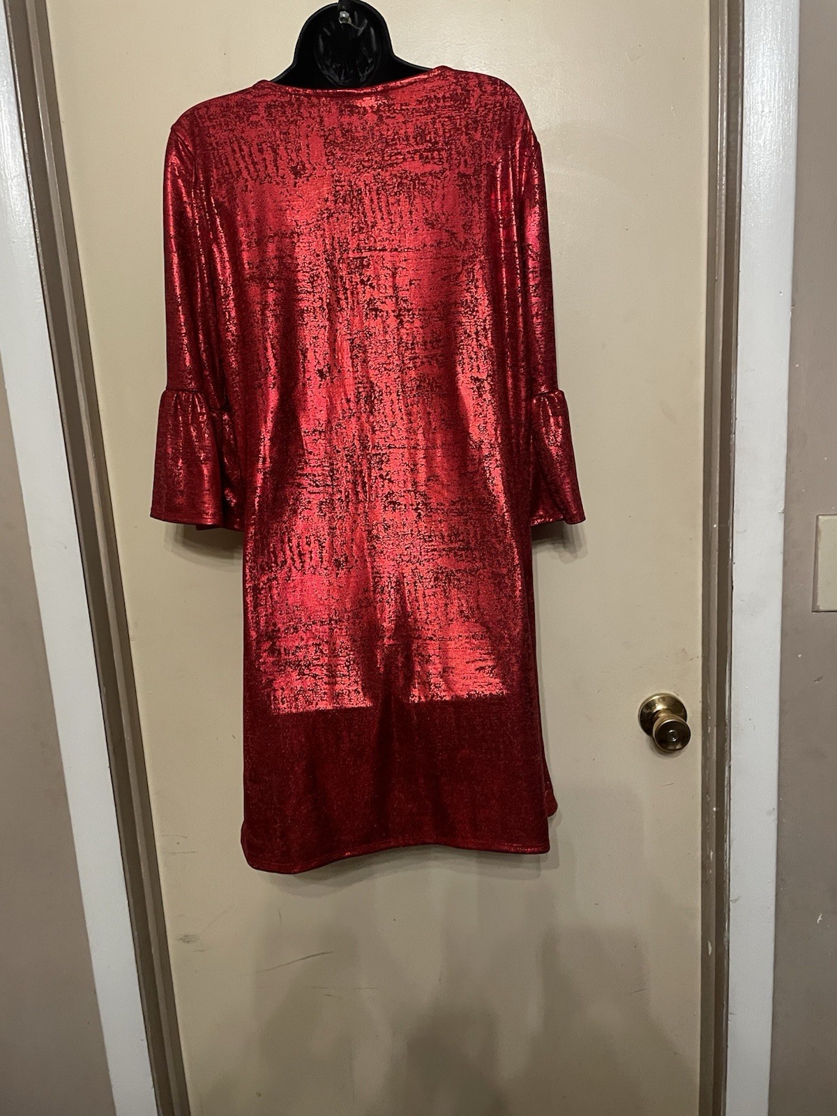 Ruby Red Size Small Red Dress PTP 18 33 L 96% Polyester Knee Length Long Sleeve