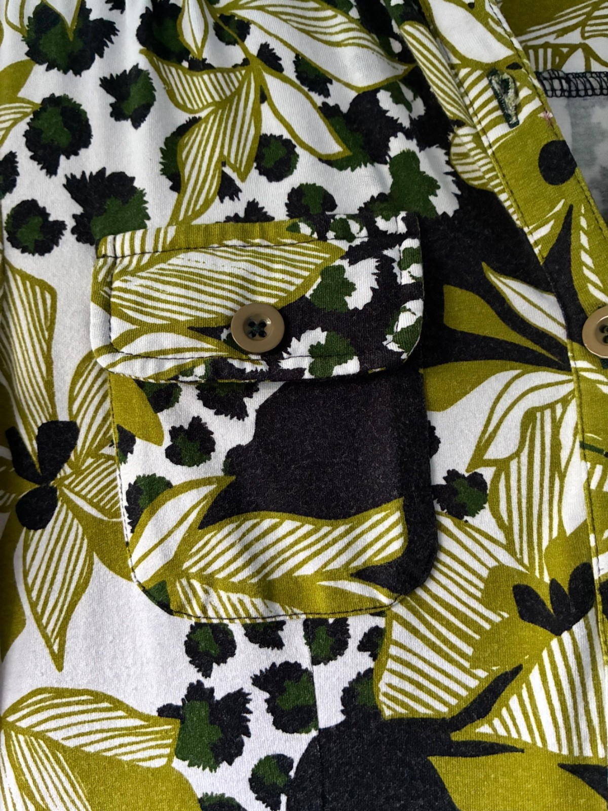 Joe Browns Chartreuse Green Leaf Print Jersey Shirt Dress Size 8 Button Front