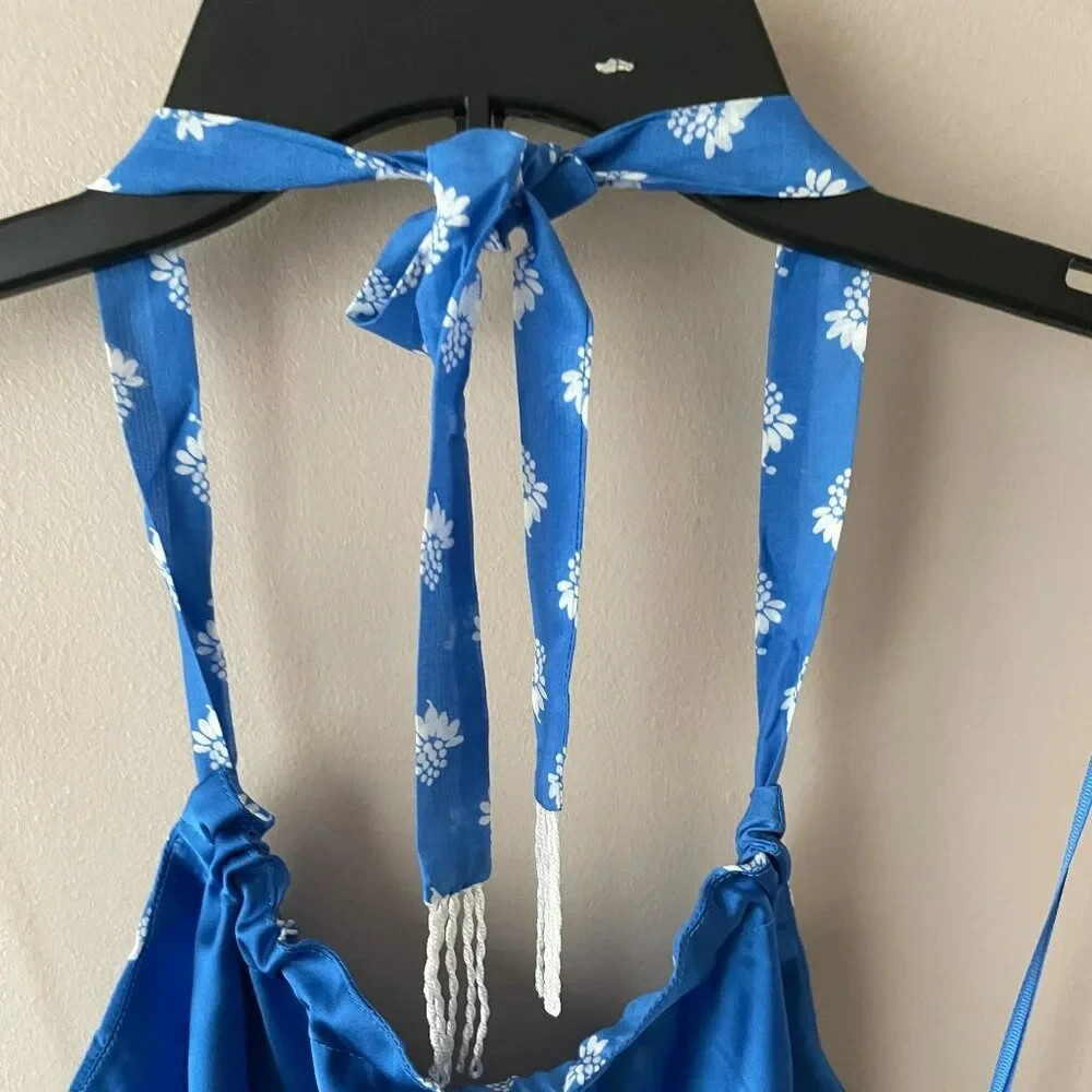 Anthropologie Rachel Antonoff Rainey Halter Maxi Dress Jam Jars Blue Size XS NWT