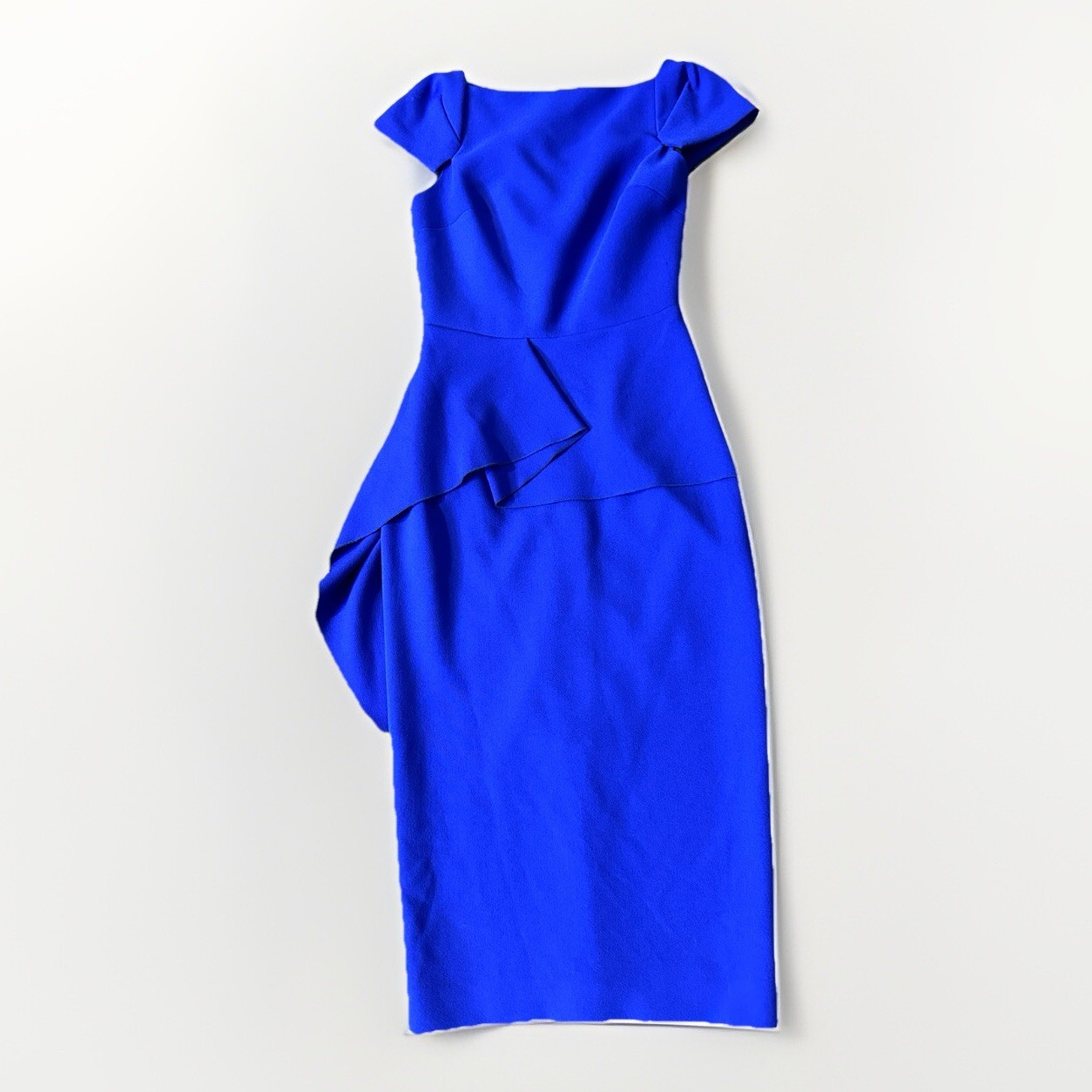 Roland Mouret Aldingham Asymmetric Crepe Peplum Blue Dress 4