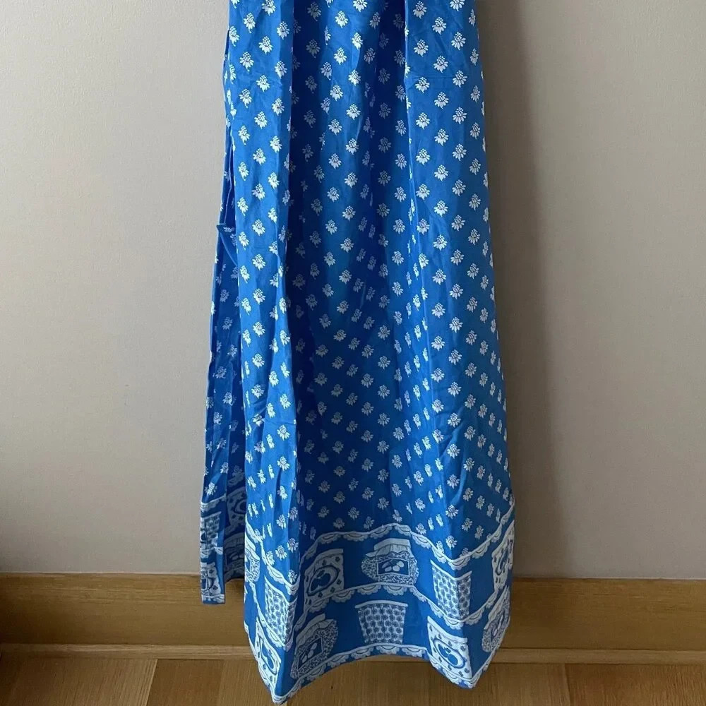Anthropologie Rachel Antonoff Rainey Halter Maxi Dress Jam Jars Blue Size XS NWT