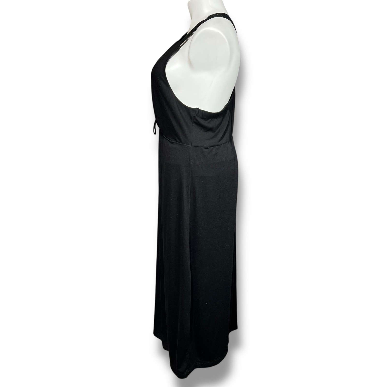 Vintage Torrid Womens Maxi Blouson Sundress V Neck Sleeveless Lace Back Black 4X