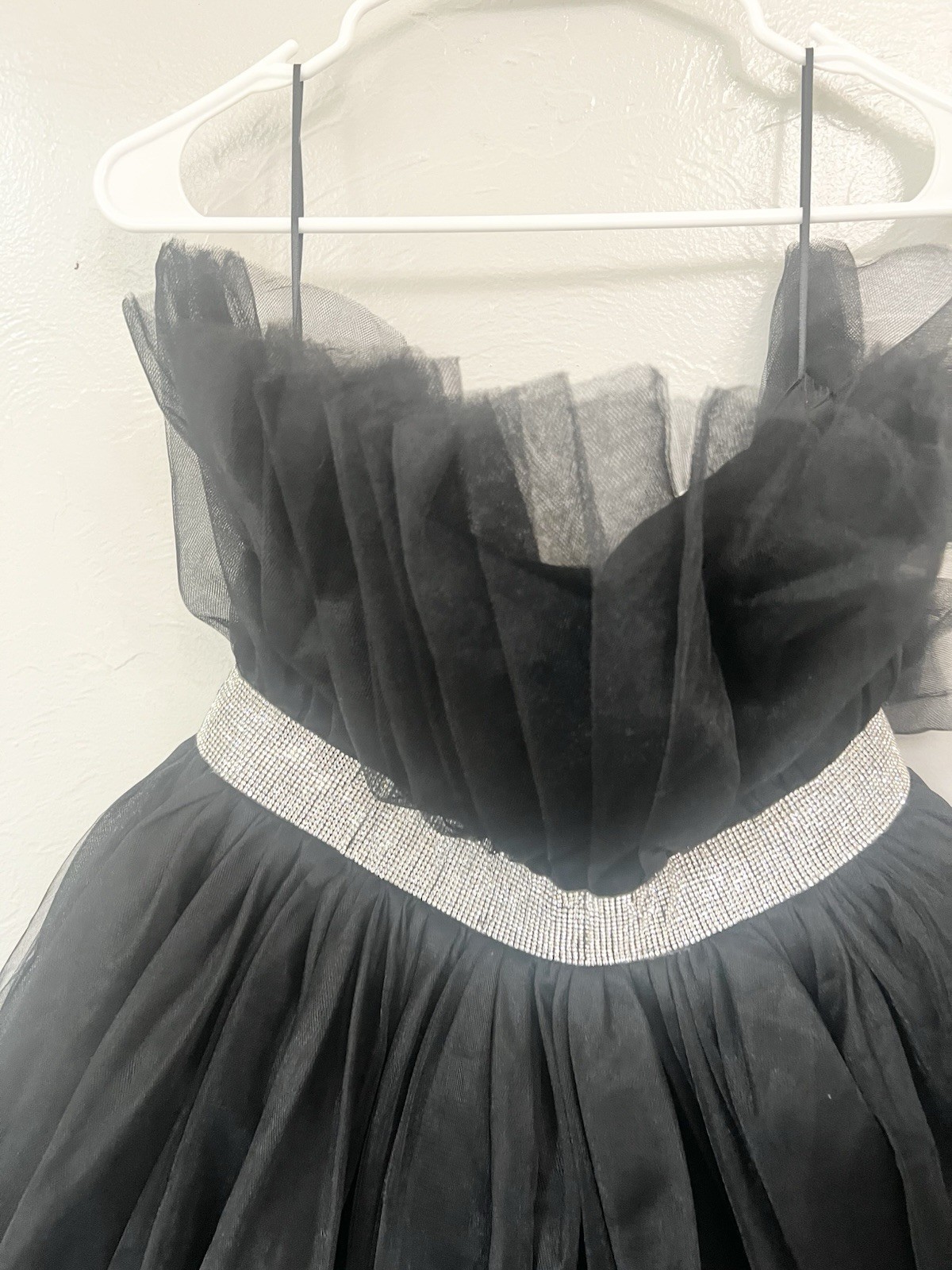 MABLE Karina Tulle Rhinestone Belt Mini Cocktail Party Dress Black Medium