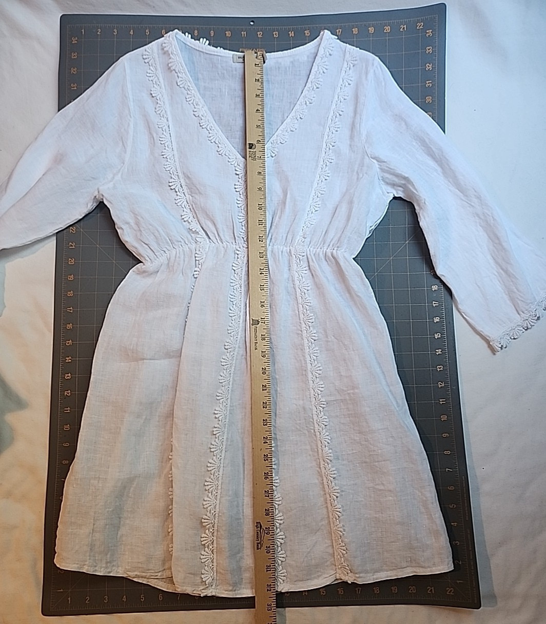 Valentina Naldi Dress White Linen Beach Cover Vacation Short MED Made in Italy