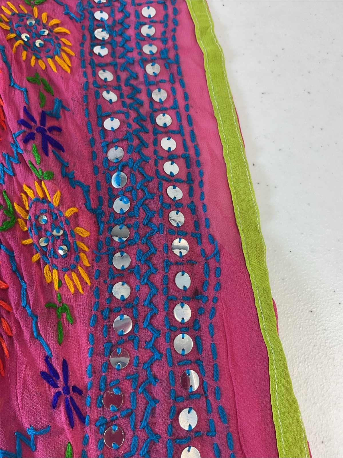 Pink Boho embroidered Studded Kaftan Beachy Vacation Cruise Glam flowy resort OS