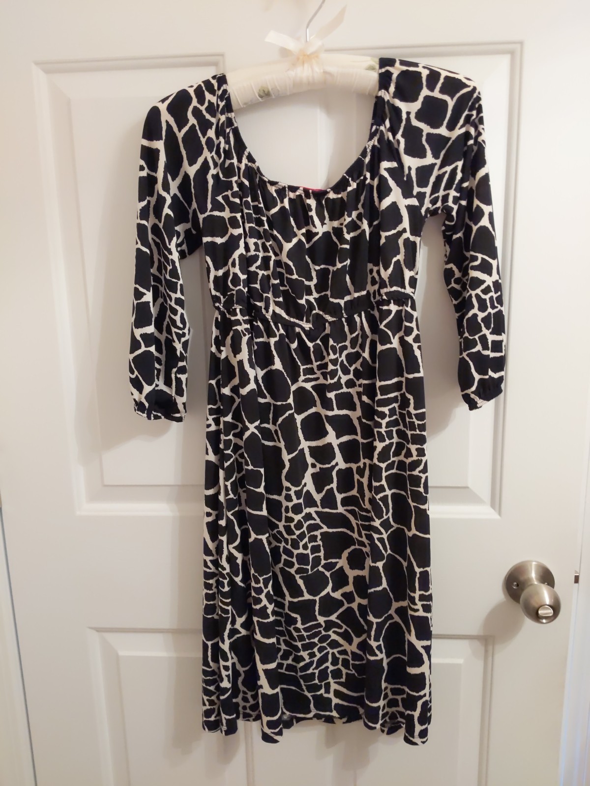 DRESS Black white short stretch, Catch My I brand, Animal Print, Size Small