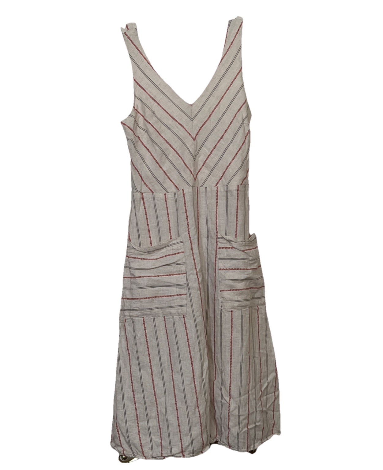 Monteau Linen Blend Pinstripe Sundress XSmall Natural Ivory dress Smocked Back