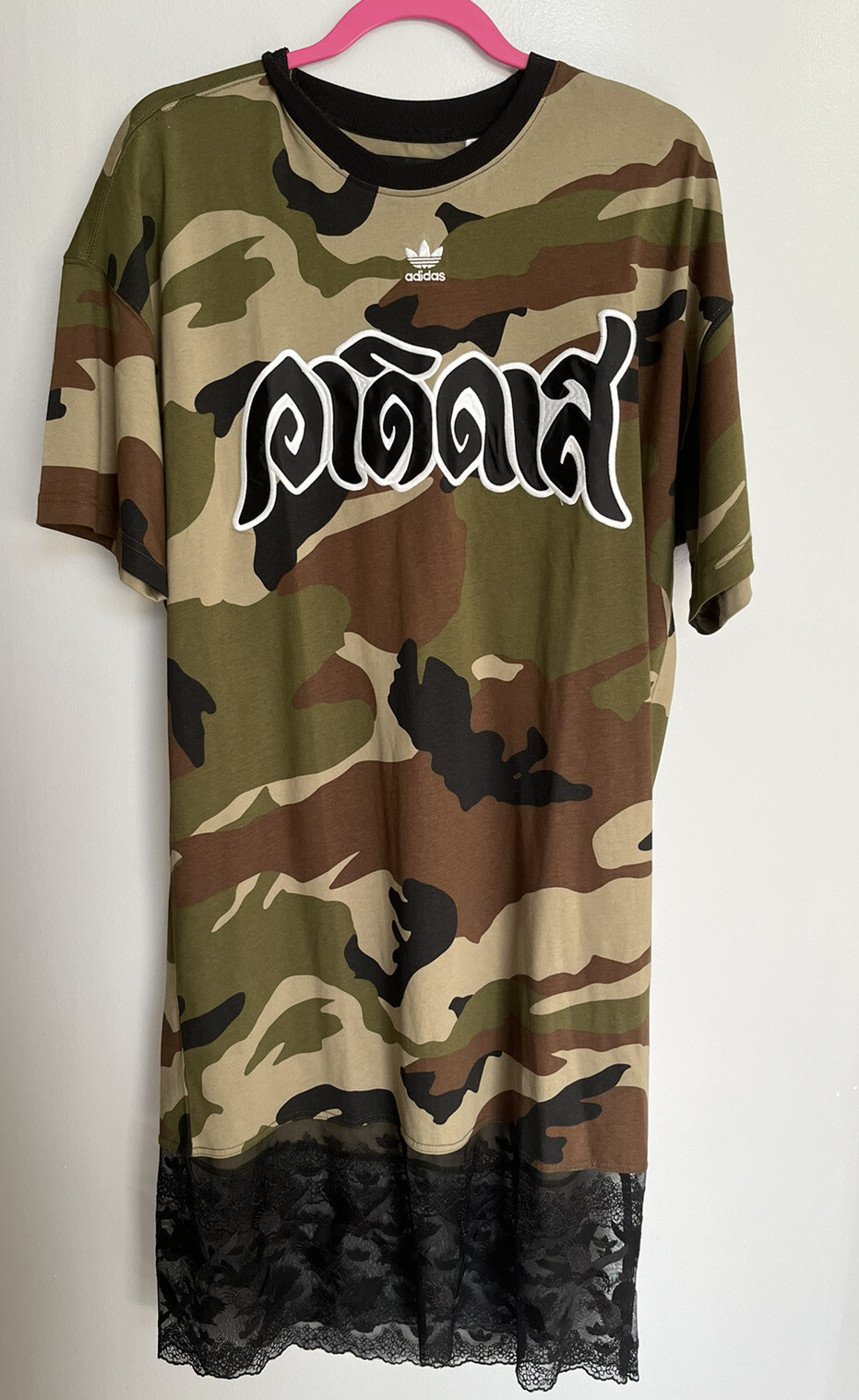 Authentic Adidas Dry Clean Only Bangkok Oversized Shirt Camo Dress Size M EUC