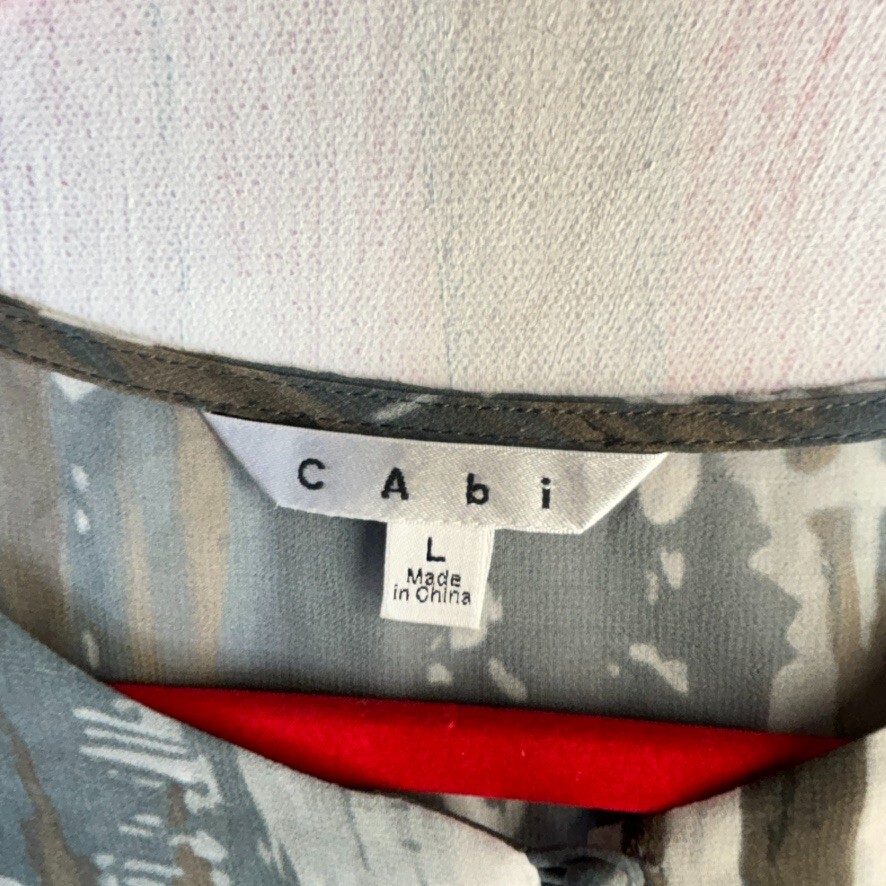 cabi gray multi colored keyhole neck sheer sleeveless tunic top Large L